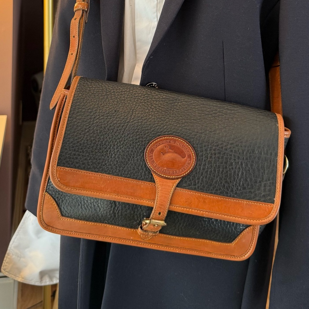 Dooney & Bourke Black and Brown Leather Messenger Bag